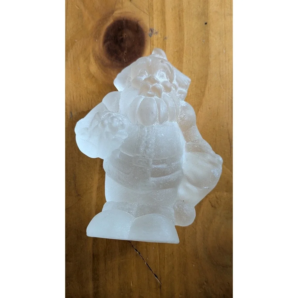 Frosted Glass Santa Claus Figurine Christmas Holiday Decor Solid heavy